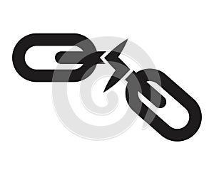 Broken link or chain break line art icon for apps and websites