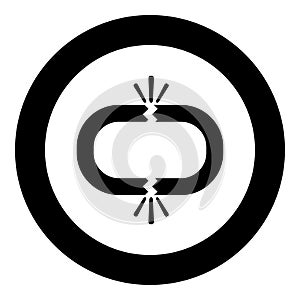 Broken link icon black color in circle round