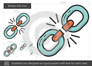 Broken link line icon.