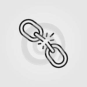 A broken link or broken seo backlink vector icon