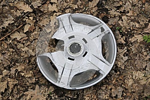 Broken and lost plastic car wheel cap