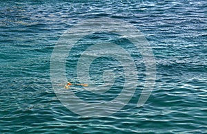 Broken and lost rope in sea water