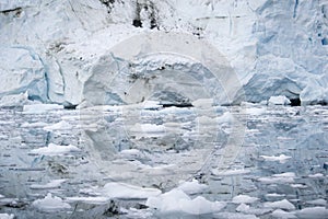 Broken melting pieces of ice at Antarctic peninsula, stunning icy scenery landscape in Antarctica