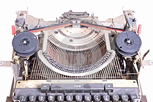 Broken metal typewriter, vintage object