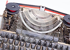 Broken metal typewriter, vintage object