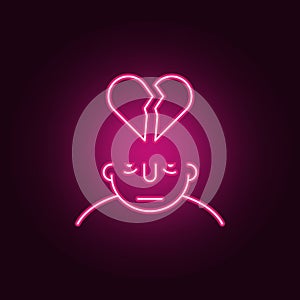 broken on mind icon. Elements of What is in your mind in neon style icons. Simple icon for websites, web design, mobile app, info