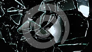 Broken mirror shattered in many pieces