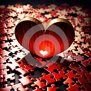 Broken missing pieces of love romance puzzle, shown with jigsaw