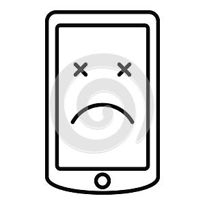 Broken mobile phone icon, outline style