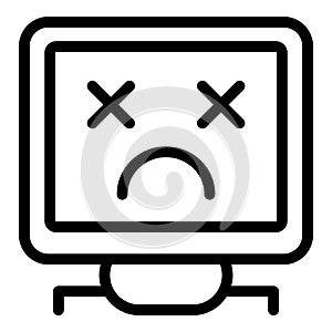 Broken monitor icon outline vector. System destroy