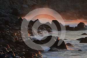 Broken morning waves on the reef