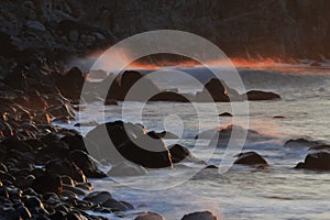 Broken morning waves on the reef