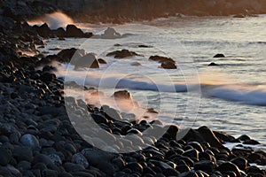 Broken morning waves on the reef