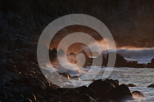 Broken morning waves on the reef