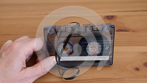 Broken obsolete cassette tape