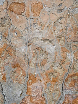 Broken old wall of stone, for background. Texture and background of stone.t