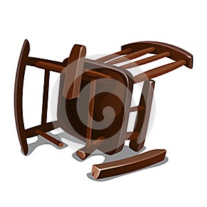 Zlomený starý drevený hojdacie stoličky izolované na bielom pozadí. vektor návrh maľby ilustrácie 