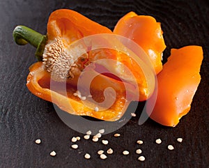 Broken orange bell pepper