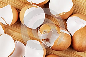 Broken Organic Brown Eggshells with copy space