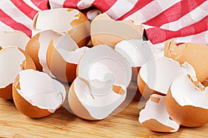 Broken Organic Brown Eggshells with copy space