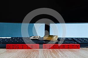Broken padlock on computer keyboard