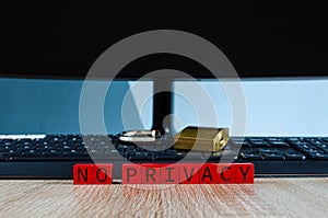 Broken padlock on computer keyboard as a concept