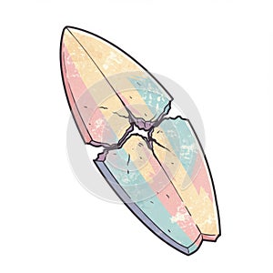 Broken Pastel Surfboard Illustration