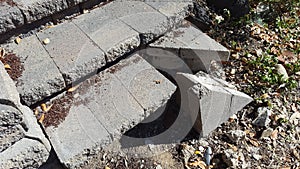 Broken paver step