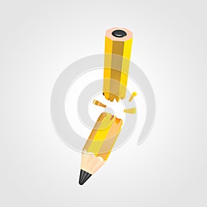 Broken pencil uselessness concep 3D illustration
