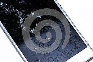 Broken phone with cracked screen