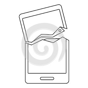 Broken phone icon, outline style
