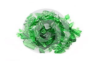 Broken pieces of green glass
