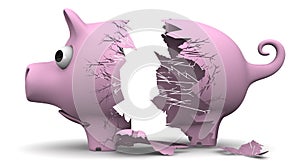 A broken pig piggy bank