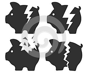 Broken piggy bank icon. Vector illustration. Eps