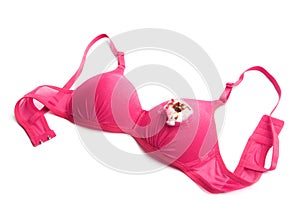 Broken pink bra for breast cancer concept