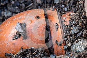 Broken pipe due to subsidence in the soil around the house