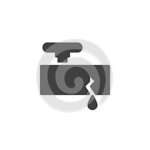 Broken pipe and oil drop vector icon