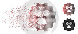 Broken Pixel Halftone Afraid Smiley Gear Icon