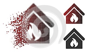 Broken Pixel Halftone Building Fire Icon