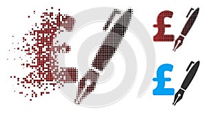 Broken Pixel Halftone Pencil Pound Price Icon