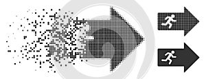 Broken Pixelated Halftone Exit Arrow Icon
