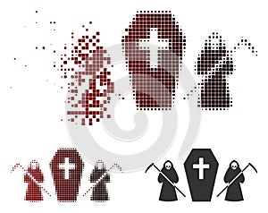 Broken Pixelated Halftone Scytheman Coffin Guard Icon photo