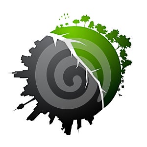 Broken planet illustration