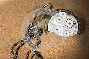 Broken Pocket Watch in the Sand