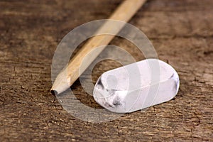 Broken point pencil and rubber