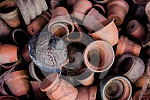 Broken pottery in stove for recycle