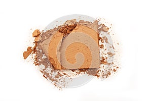 Broken Powder Foundation Bronzer Isolated on White Background