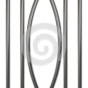 Broken prison bars isolated on white