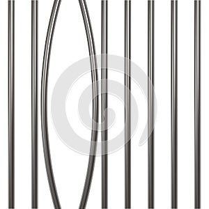 Broken prison bars on white