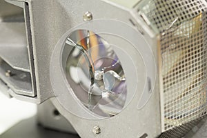 Broken projector lamp, closeup